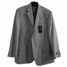 Chaps Mens 46R Light Gray Sport Coat Paisley Lined Blazer Jacket NWT