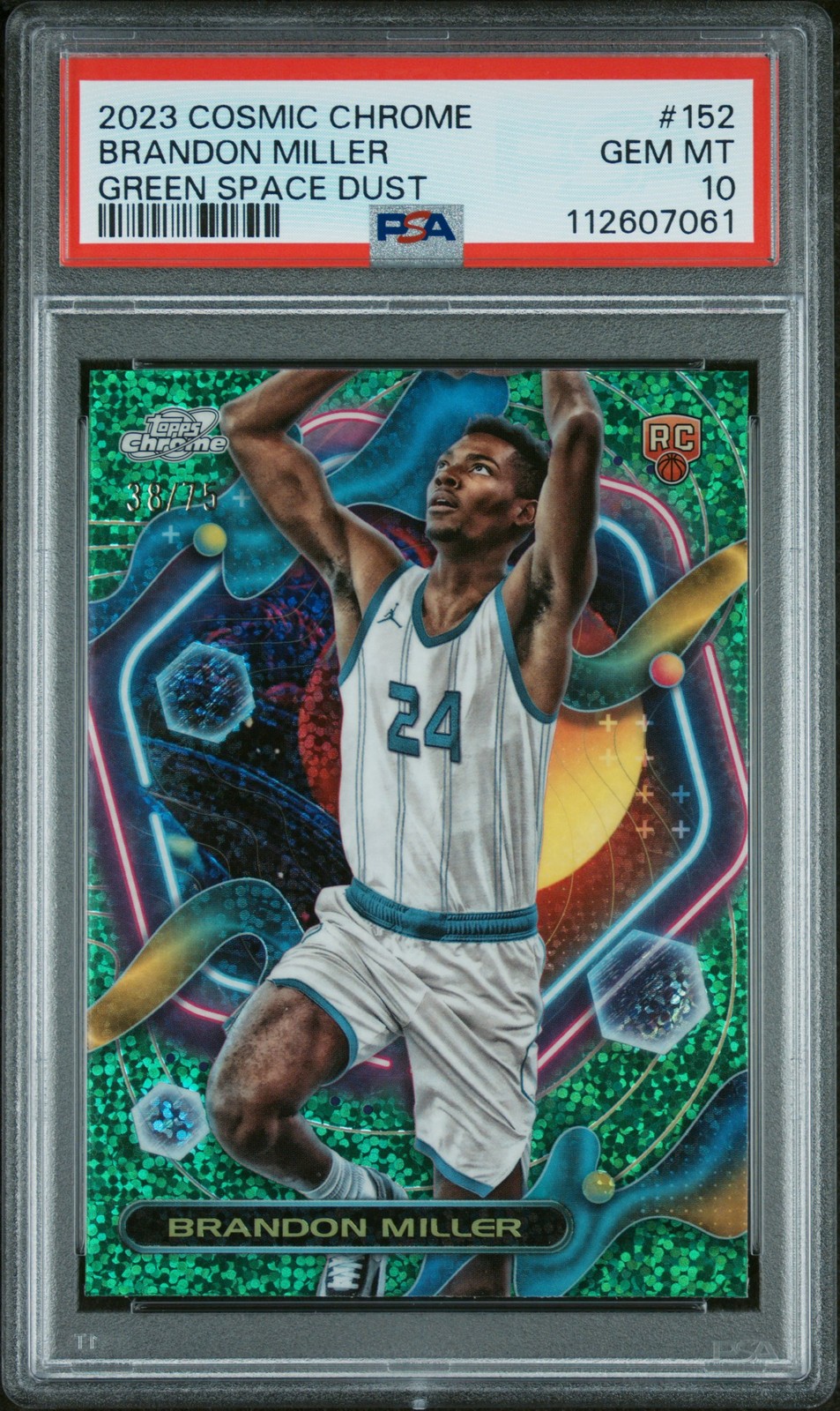 2023 TOPPS COSMIC CHROME GREEN SPACE DUST #152 BRANDON MILLER 38/75 PSA 10