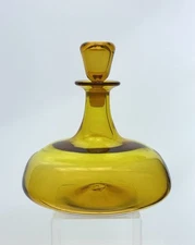 Blenko Handmade Glass 565 Decanter in Gold Wayne Husted 1950’s Design