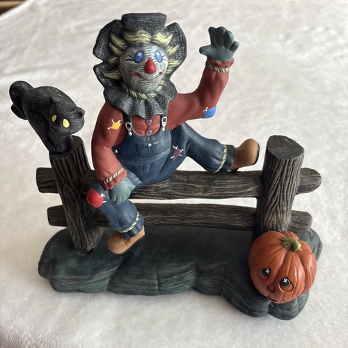 Vintage Vogelscheuche handbemalt Keramik Halloween schwarze Katze Jack-O-Laterne Spaß!