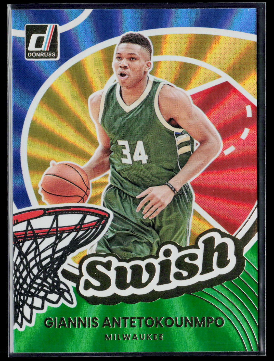2025-26 Panini Donruss GIANNIS ANTETOKOUNMPO Swish Green Holo Laser #15 Bucks