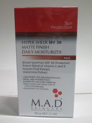 M.A.D skincare  hyper sheer SPF 50 MATTE FINISH DAILY MOISTURIZER 50G exp 2028