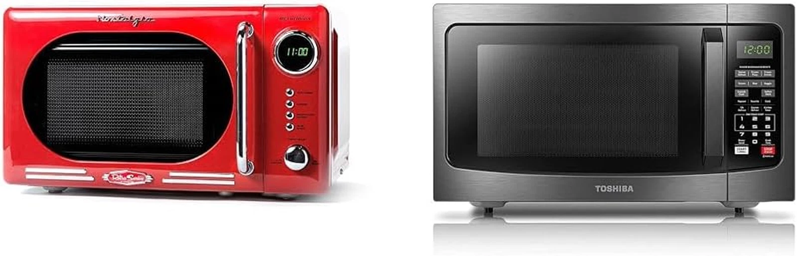 Retro 0.7 Cu. Ft. Microwave Oven - 700W, Child Lock, LED Display, Red