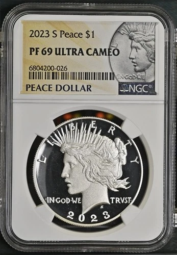 2023 S   Peace Silver Dollar Proof Coin  (23XF) NGC PF69 , !