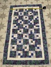 Beautiful Baby/Toddler Quilt Lap Blanket Handmade Purple Blue Green 34"x58"