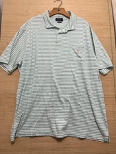 Polo Ralph Lauren Shirt Mens 2XL Blue White Striped Classic Fit Pocket Polo