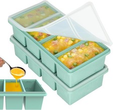Silicone Freezer Trays with Lids, Soup Container Style Ice Cube Trays for