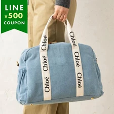 CHLOE Boston Hand Bag Mother's Bag C20191 Z10 Cotton DENIM BLUE From Japan New