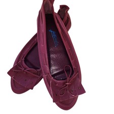 VTG 1980s Foot Works Women s Plum Purple Ballet Flats Shoes 8.5 Leather NOS