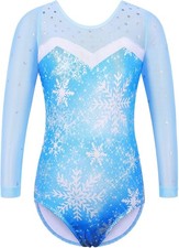 BAOHULU Gymnastics Leotards for Toddler 4-5T, A Snowflakeblue 3/4 Sleeve