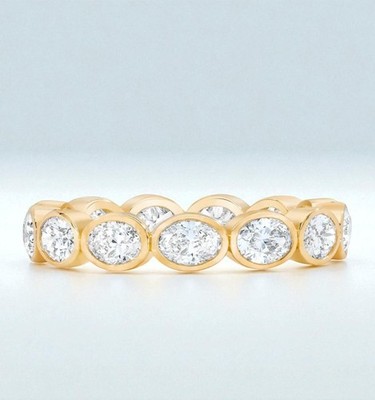 2.00CTW Oval Cut Diamond Bezel East West Set Eternity Ring Lab Grown Diamond