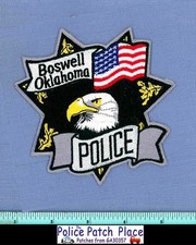 BOSWELL #2 OKLAHOMA Police Shoulder Patch STAR SHAPE BALD EAGLE WAVING US FLAG