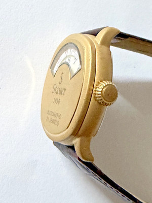 STAUER 1930 STYLE AUTOMATIC 21 JEWELS MEN'S WATCH PREOWNED W/BOX & PAPER