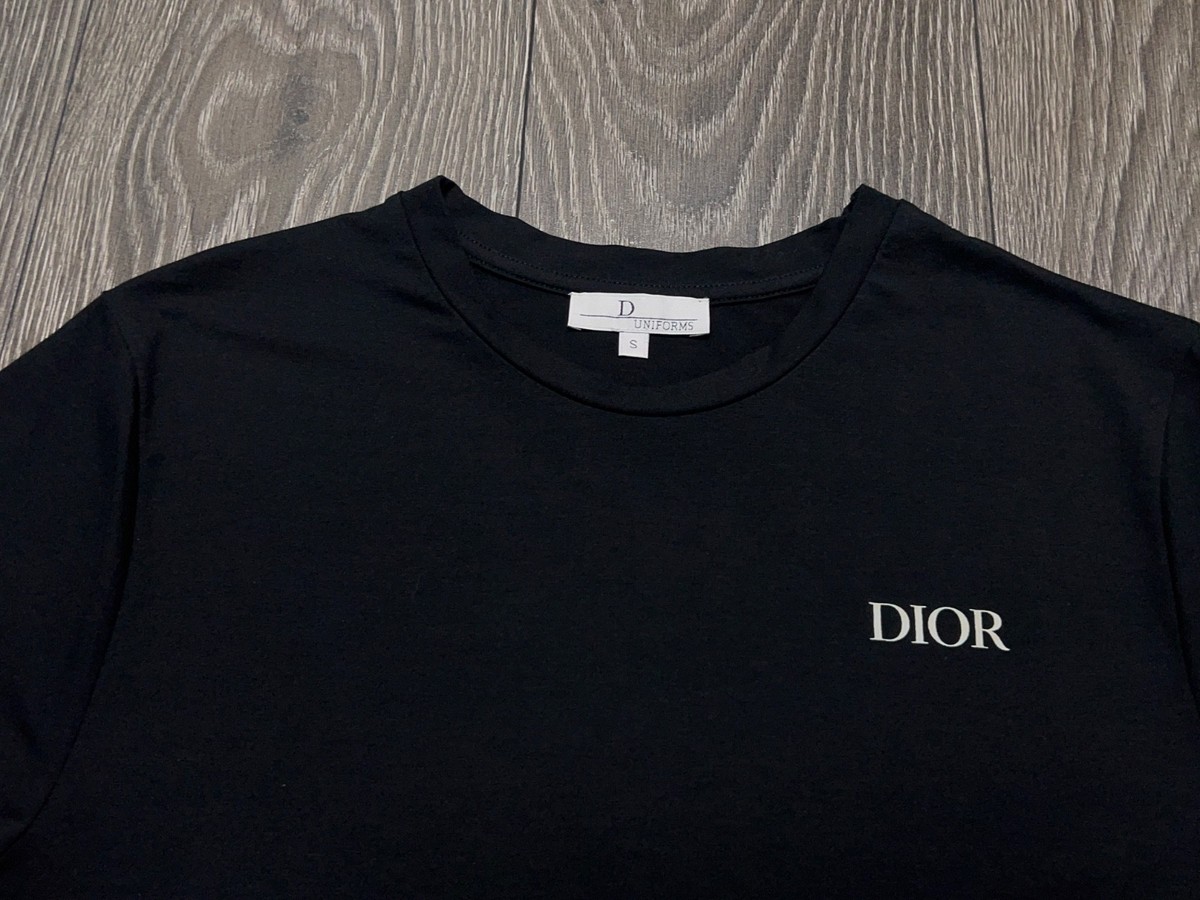 Mens Dior Uniforms Logo Classic Black Viscose Polyester T Shirt
