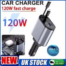 Fast Car charger 4 in 1 USB Type C Cable for iphone Charging Adapter 120W