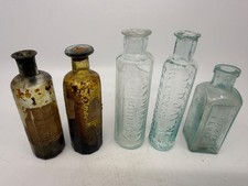 5 PONTIL ANTIQUE QUACK PATENT MEDICINE BOTTLES PHARMACY SHAKER JAYNE **AS IS**