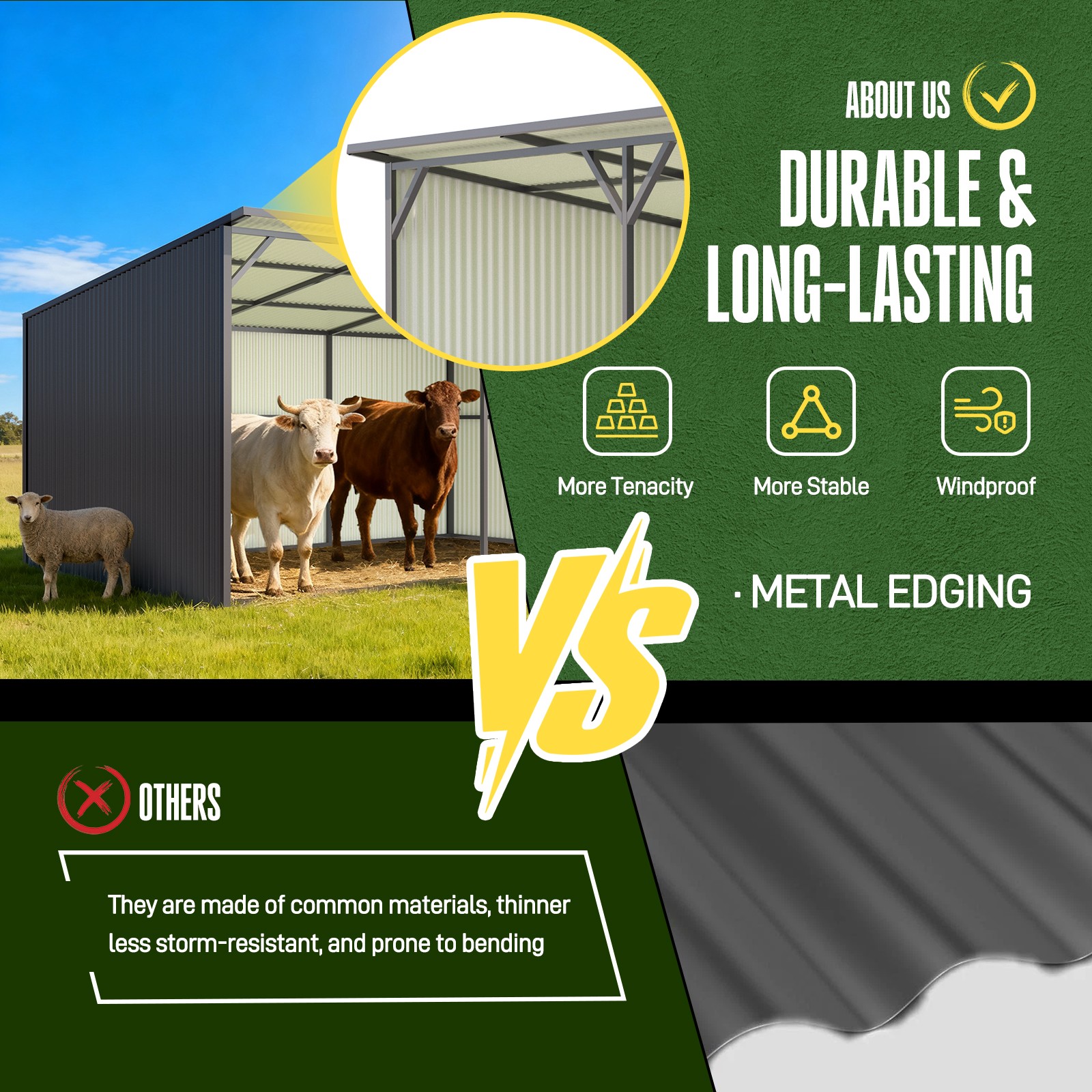 Free Shipping 12x20 Galvanized Metal Livestock Shed Farm Animal Shelter Cowshed