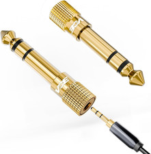 6.35Mm Male to 3.5Mm Female 1/4 Inch to 1/8 Inch 24K Stereo Audio Jack Adapter f
