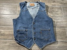 Vintage 70  s 80s Levi's Orange Tab Denim Vest Women  s Size Medium Blue