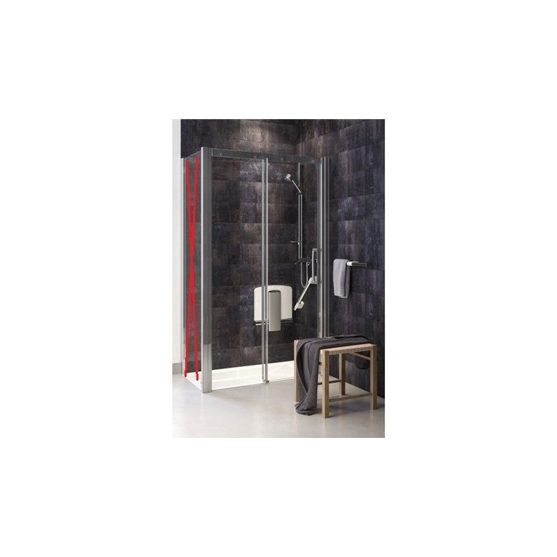 Porte de douche coulissante AKW Larenco à roulement fluide, profilé alu et étanchéité renforcée