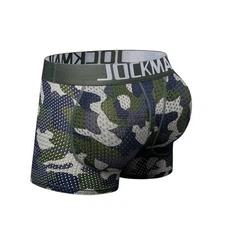 JOCKMAIL Sexy Men Padded Underwear Mesh Boxer Buttocks Lifter Camouflage Shorts