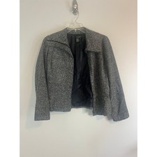 Sandro Sportswear Womens Black White Tweed Asymmetric Zip Peplum Jacket Blazer M