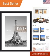 Classic Black Wall Hanging Picture Frame - Fits 10x14 with Mat or 13x17