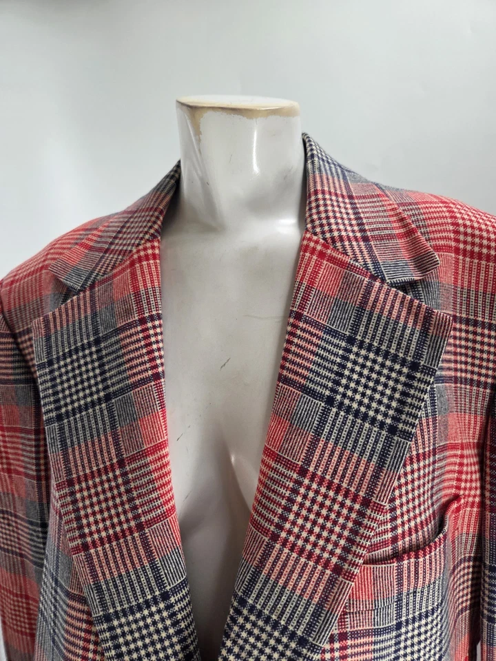 Blazer para hombre Jack Sobel Florida 44 rojo a cuadros vintage años 70 cachemir puro clásico Foto 3 de 4