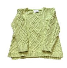 Hanna Andersson Green Cable Knit Girls Boys Toddler Warm Winter Sweater size 90