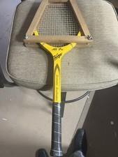 Vintage 1970 All-Pro Ultra Top Quality Wood Tennis Racket w/ Wood Cover Art Deco
