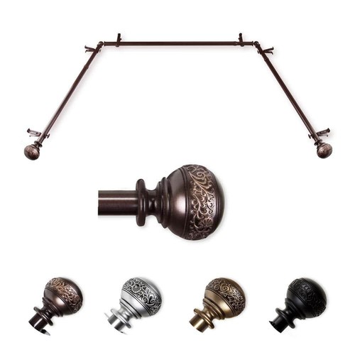 13/16 Dia Adjustable 20 -36 , 38 -72 Bay Window Curtain Rod with Douglas Finials