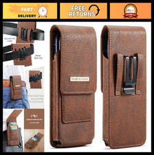 Premium Leather Phone Holster with Belt Clip for iPhone  Galaxy - Card Holder,