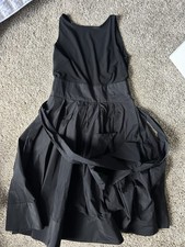 Lauren Ralph Lauren Black Sleeveless Fit & Flare Belted Satin Dress Size 4