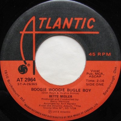 Bette Midler - Boogie Woogie Bugle Boy - Used Vinyl Record 7 - G8100z