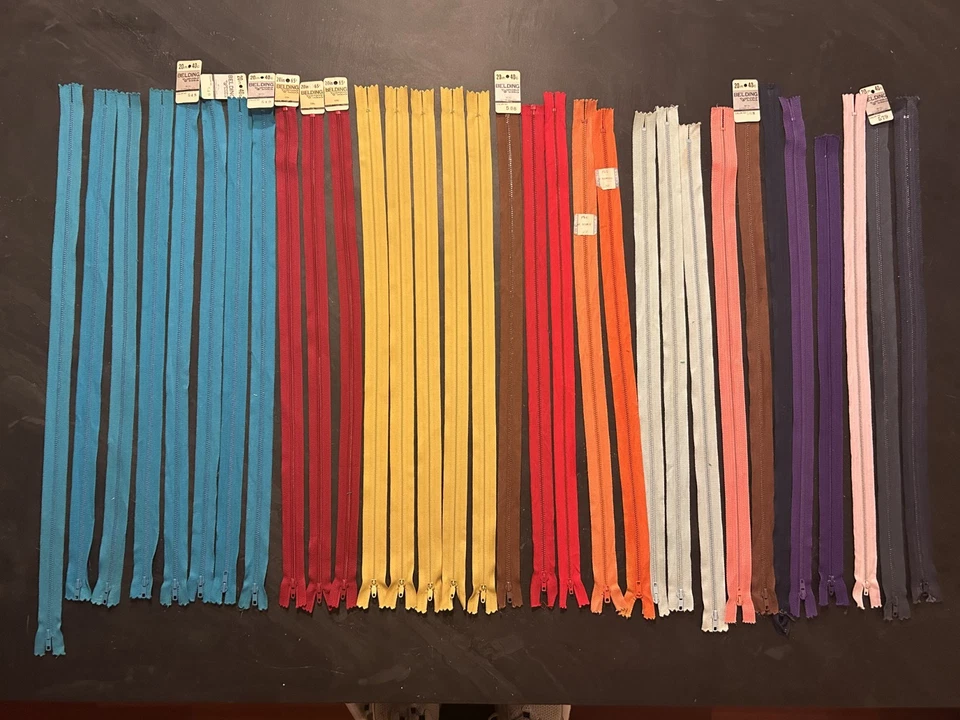 Lote De Colección De 32 Cremalleras De Costura Belding YKK TEE Garra 20" Foto 2 de 4