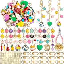 208Pcs Keychain Making Kit Charms, Lip Gloss Keychain Making Kit Jewelry Craft I