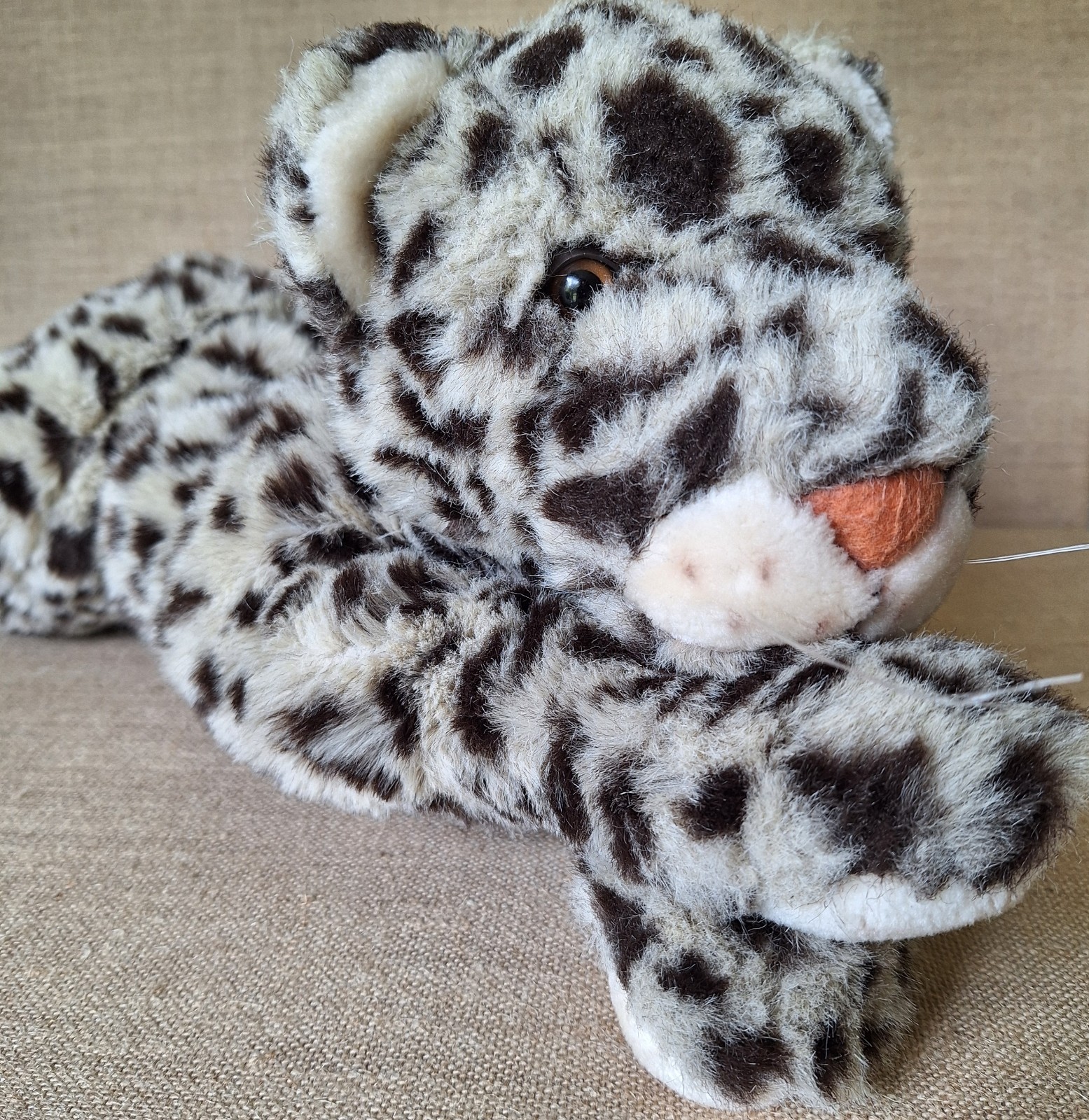 Vintage 90s 24K Polar Puff Realistic Leopard Plush Floppy Stuffed Animal Lovey