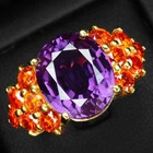 Sumptuous Lavender Purple Sapphire 9.50Ct 925 Sterling Silver 24K Gold Rings