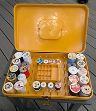 Vintage Wil-Hold Wilson MFG Corp. Box Thread Organizer Yellow-Gold 46 Pegs