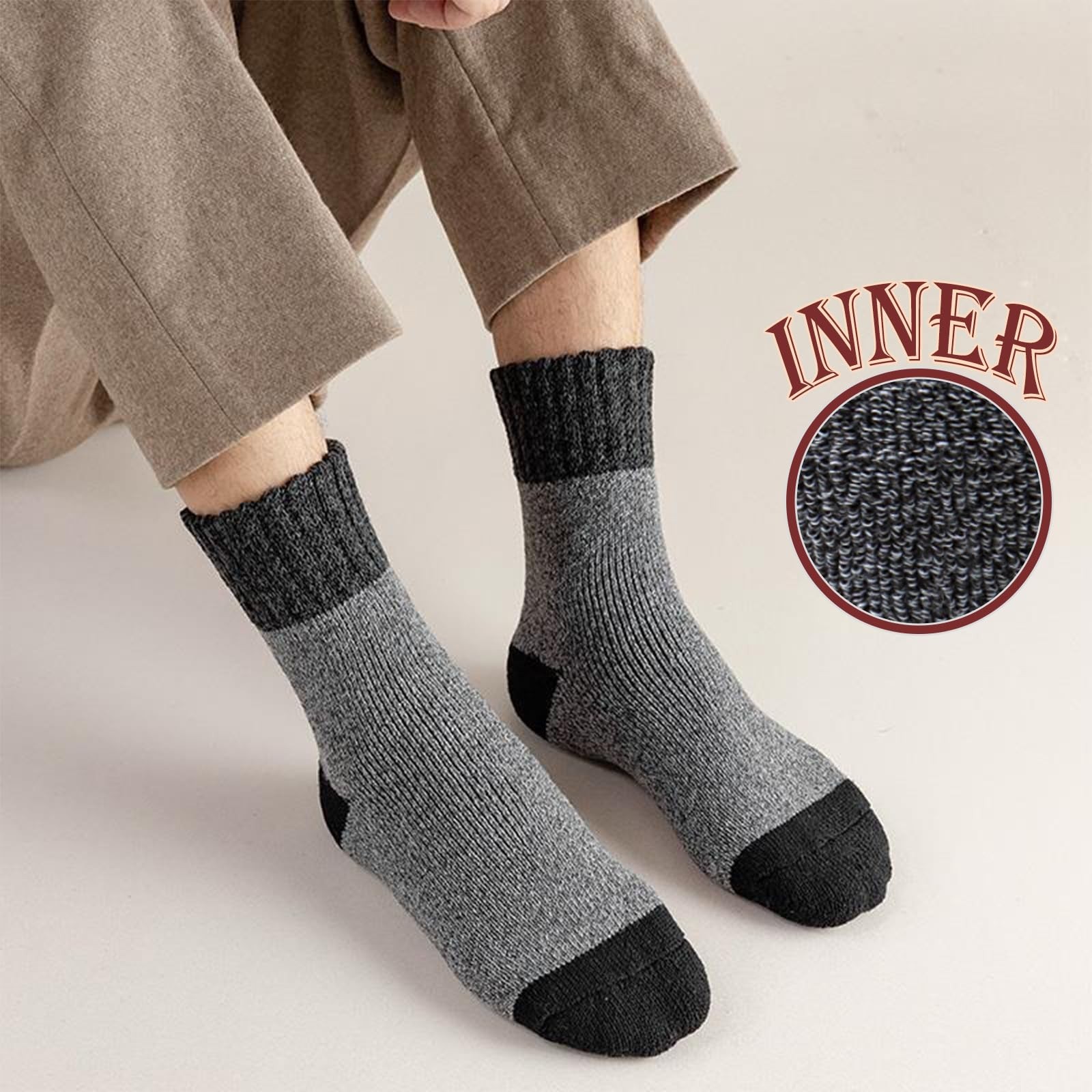 SALOMON 5 Paia Calzini Uomo Lana Spessi Caldi Invernali Termici Escursionismo Morbidi Stivali Accoglienti Si...