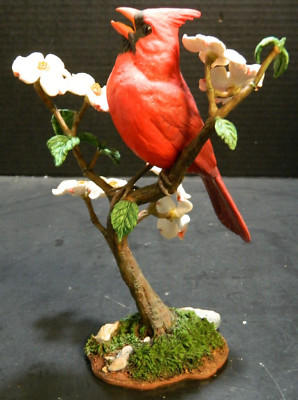 Springtime Magic Cardinal Figurine On Branch by Bob Guge Danbury Mint 8.5'' Excel