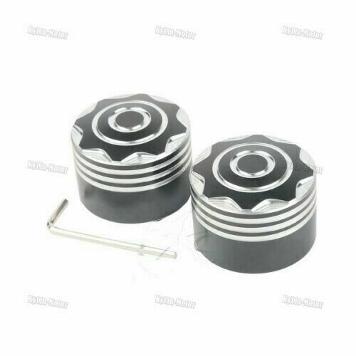Motorcycle Axle Nut Covers Black Front Axle Nut Covers For Harley Dyna/Electra Glide/Road King (1 Pair) - Die-Cast Aluminum Harley Axle Nut Covers