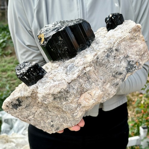 14.77LB Natural black tourmaline and quartzite symbiotic mineral specimens Heali