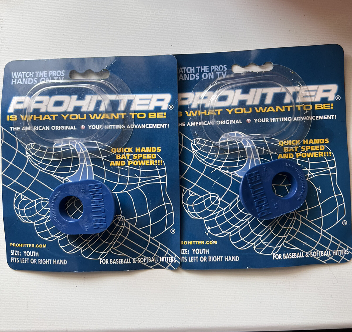 Prohitter Baseball/Softball Batting Grip Training Aid, Youth Blue (2