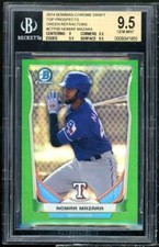 Nomar Mazara Rookie Card 2014 Bowman Chrome Draft TP Green Refractor #90 BGS 9.5