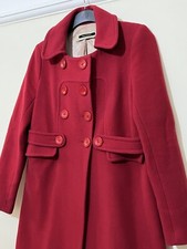 Tara Jarmon Red Wool Coat Uk Size 42 Size 16 Women Winter Windproof Coat Ladies