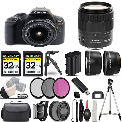 Canon Rebel T7 with 18-55mm Lens +18-135mm IS USM Lens +3 PC Filter +64GB