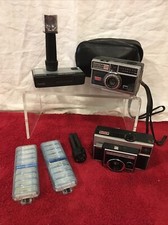 Kodak Instamatic 304  314 pocket 10 Film LOT OF 3 cameras plus case and flash