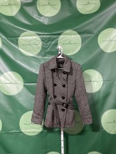 Giacca Women's Double Breasted Short Peacoat In Blk/wht Herringbone Sz M - Euc