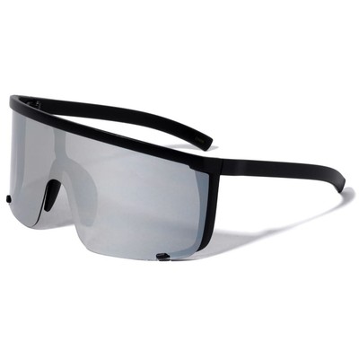 Shield Sunglasses Silver Mirrored Lens Visor Cyclops Sport Sun Glasses Lentes
